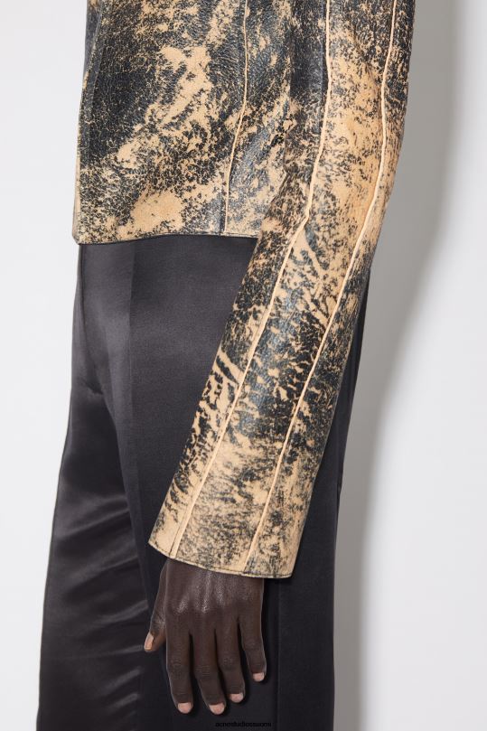 Acne Studios vaatteet musta 0VF2B48 nahkainen biker takki