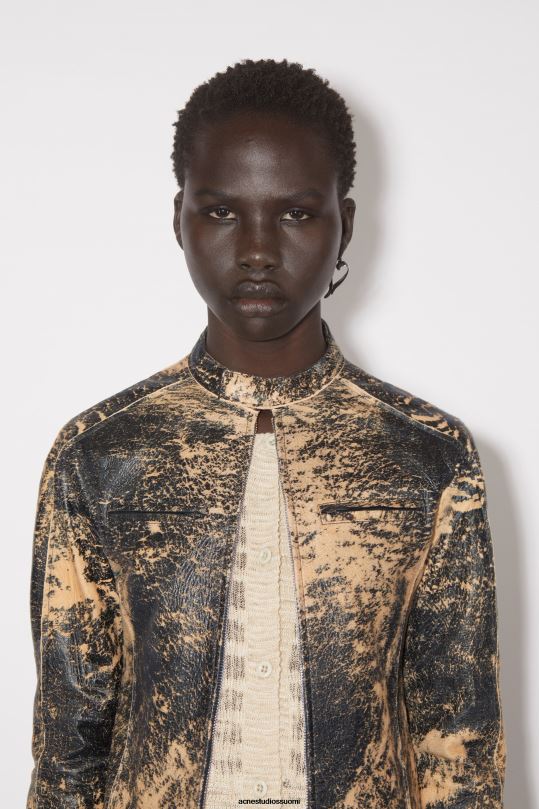Acne Studios vaatteet musta 0VF2B48 nahkainen biker takki