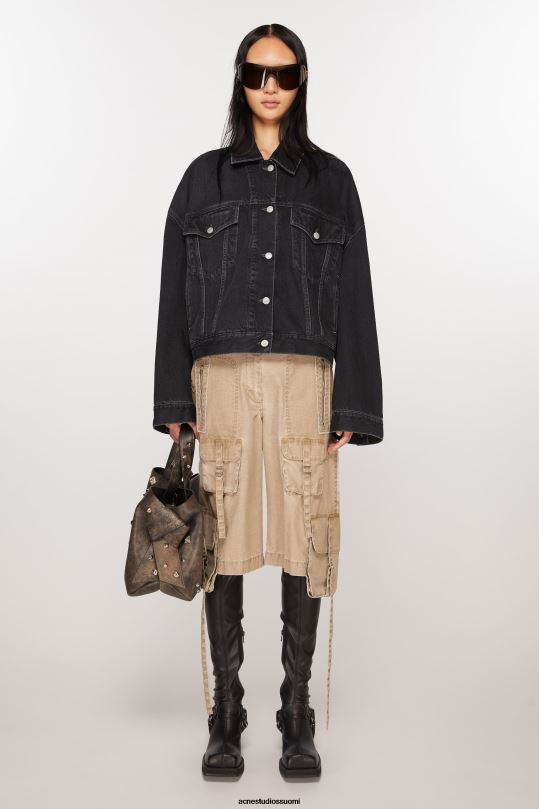 Acne Studios vaatteet musta 0VF2B4 denim takki - rento lyhennetty istuvuus