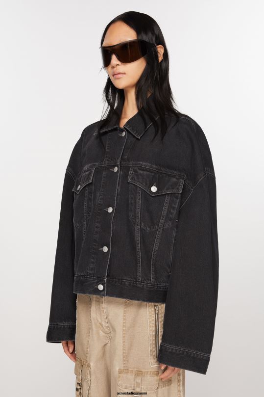 Acne Studios vaatteet musta 0VF2B4 denim takki - rento lyhennetty istuvuus