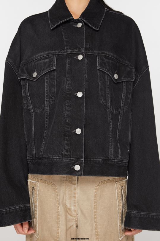 Acne Studios vaatteet musta 0VF2B4 denim takki - rento lyhennetty istuvuus