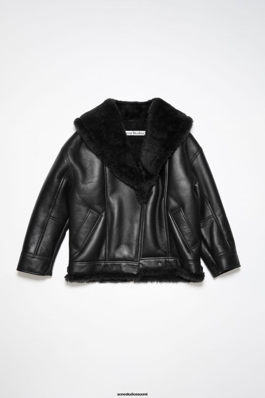 Acne Studios vaatteet musta 0VF2B56 nahkainen shearling takki