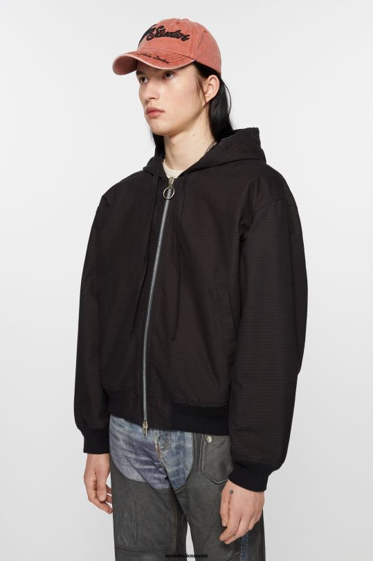 Acne Studios vaatteet musta 0VF2B894 ripstop pehmustettu takki
