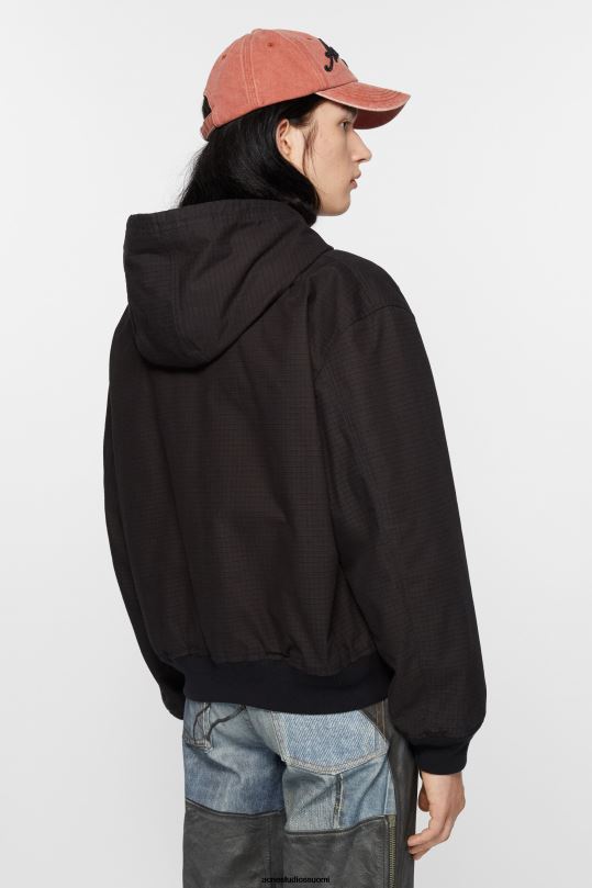 Acne Studios vaatteet musta 0VF2B894 ripstop pehmustettu takki