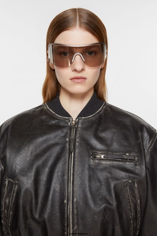 Acne Studios vaatteet musta 0VF2B8 nahkainen bomber-takki