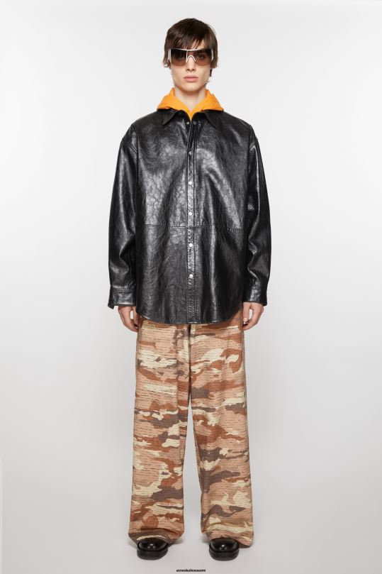 Acne Studios vaatteet musta 0VF2B910 nahkainen paita takki