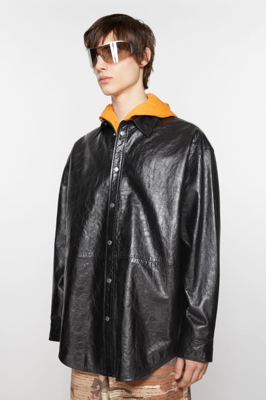 Acne Studios vaatteet musta 0VF2B910 nahkainen paita takki