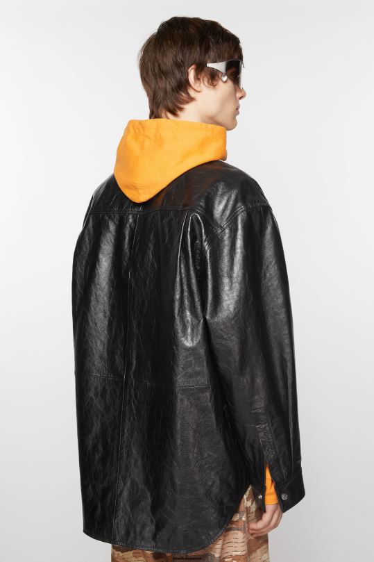 Acne Studios vaatteet musta 0VF2B910 nahkainen paita takki