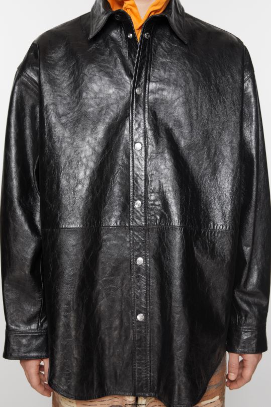 Acne Studios vaatteet musta 0VF2B910 nahkainen paita takki