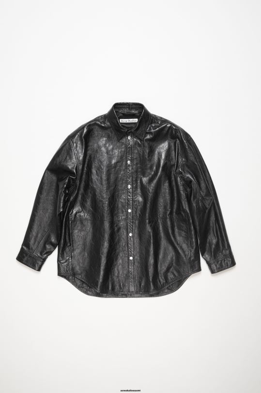 Acne Studios vaatteet musta 0VF2B910 nahkainen paita takki