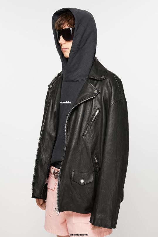 Acne Studios vaatteet musta 0VF2B912 ahdistunut nahkatakki