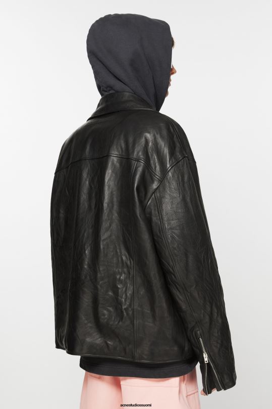 Acne Studios vaatteet musta 0VF2B912 ahdistunut nahkatakki