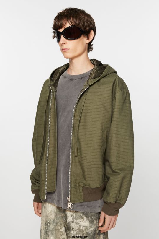 Acne Studios vaatteet oliivinvihreä 0VF2B882 ripstop pehmustettu takki