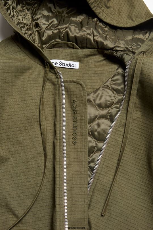 Acne Studios vaatteet oliivinvihreä 0VF2B882 ripstop pehmustettu takki