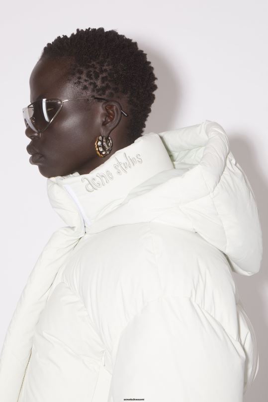 Acne Studios vaatteet posliini valkoinen 0VF2B30 hupullinen puffitakki