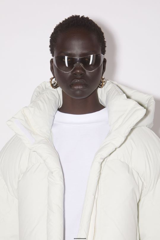 Acne Studios vaatteet posliini valkoinen 0VF2B30 hupullinen puffitakki