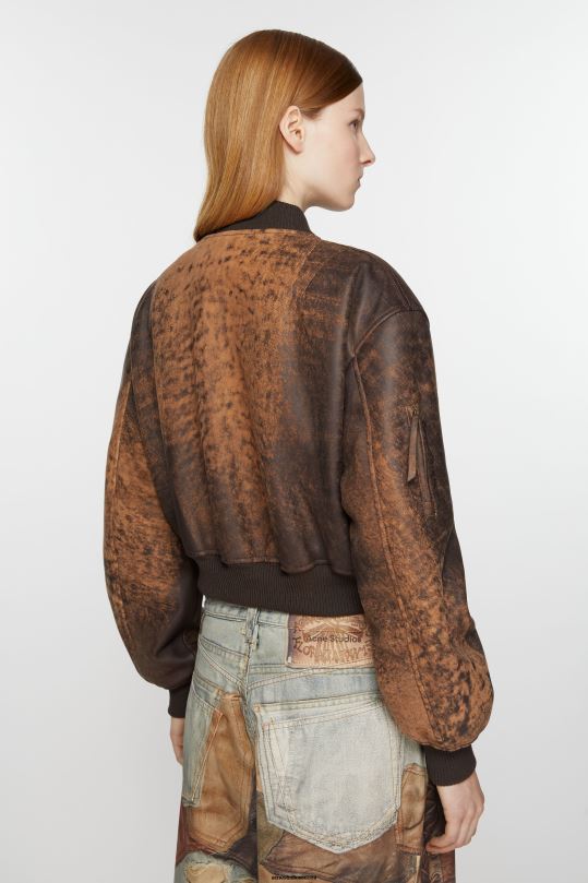 Acne Studios vaatteet ruskea 0VF2B36 nahkainen bomber-takki
