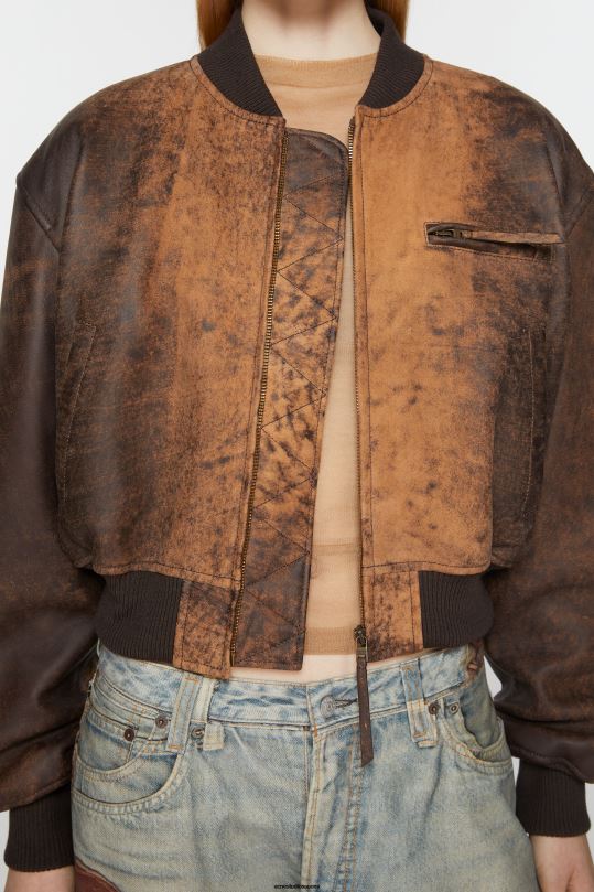 Acne Studios vaatteet ruskea 0VF2B36 nahkainen bomber-takki