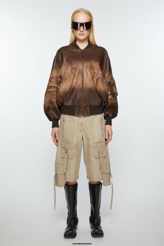 Acne Studios vaatteet ruskea 0VF2B40 nahkainen bomber-takki