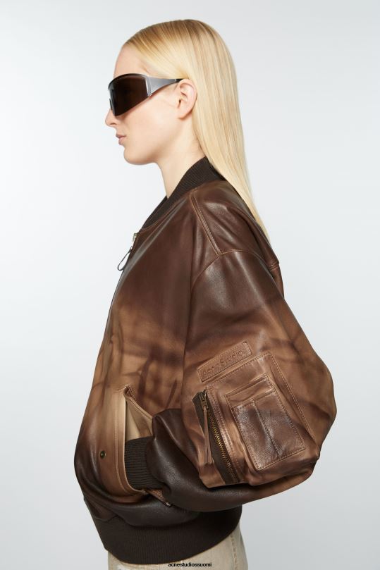 Acne Studios vaatteet ruskea 0VF2B40 nahkainen bomber-takki