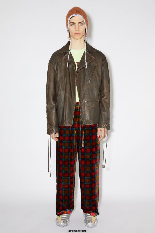 Acne Studios vaatteet ruskea/oranssi 0VF2B919 nauhoitettu nahkatakki