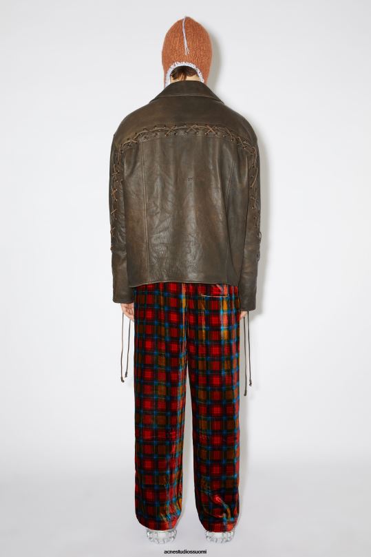 Acne Studios vaatteet ruskea/oranssi 0VF2B919 nauhoitettu nahkatakki