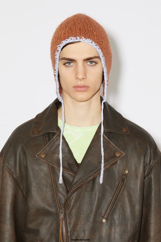 Acne Studios vaatteet ruskea/oranssi 0VF2B919 nauhoitettu nahkatakki