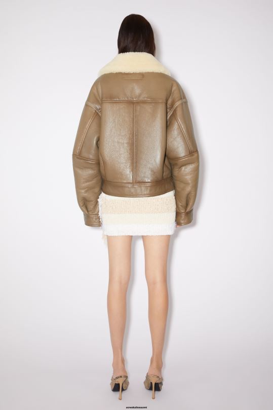 Acne Studios vaatteet ruskea/vaalea kameli 0VF2B55 nahkainen shearling takki