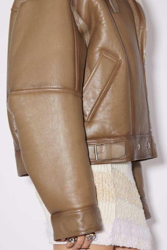 Acne Studios vaatteet ruskea/vaalea kameli 0VF2B55 nahkainen shearling takki