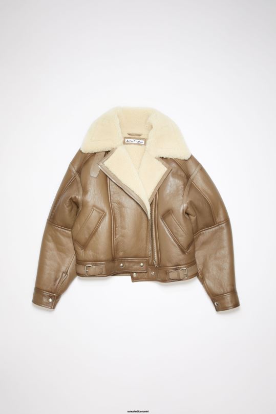 Acne Studios vaatteet ruskea/vaalea kameli 0VF2B55 nahkainen shearling takki