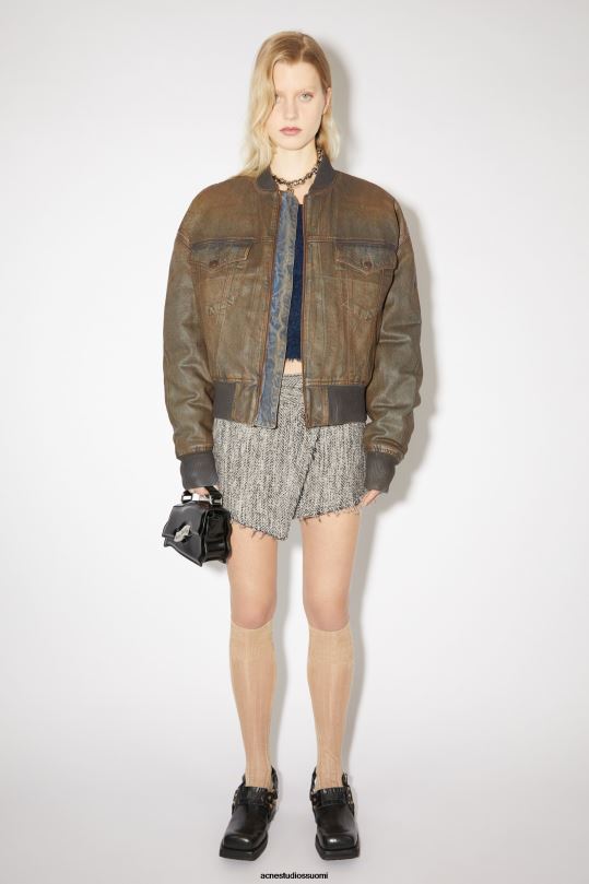 Acne Studios vaatteet sininen/beige 0VF2B60 värjätty denim bomber-takki
