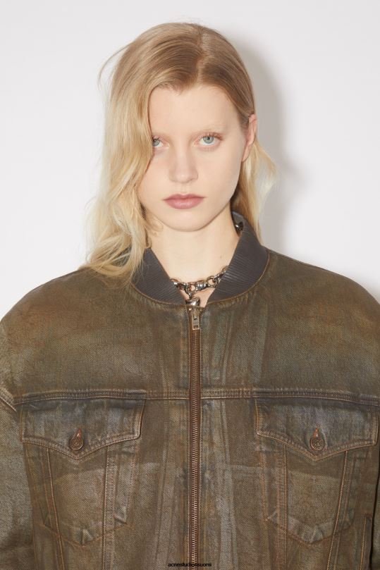 Acne Studios vaatteet sininen/beige 0VF2B60 värjätty denim bomber-takki