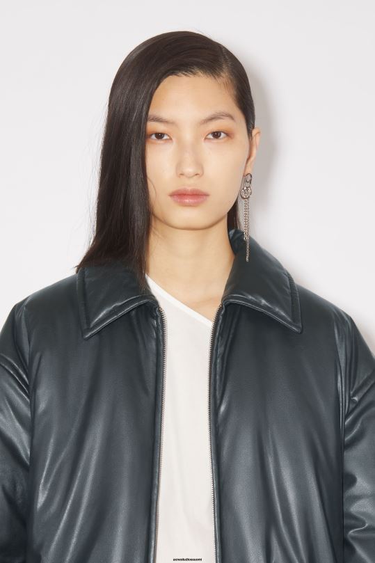 Acne Studios vaatteet syvä vihreä 0VF2B44 päällystetty bomber-takki