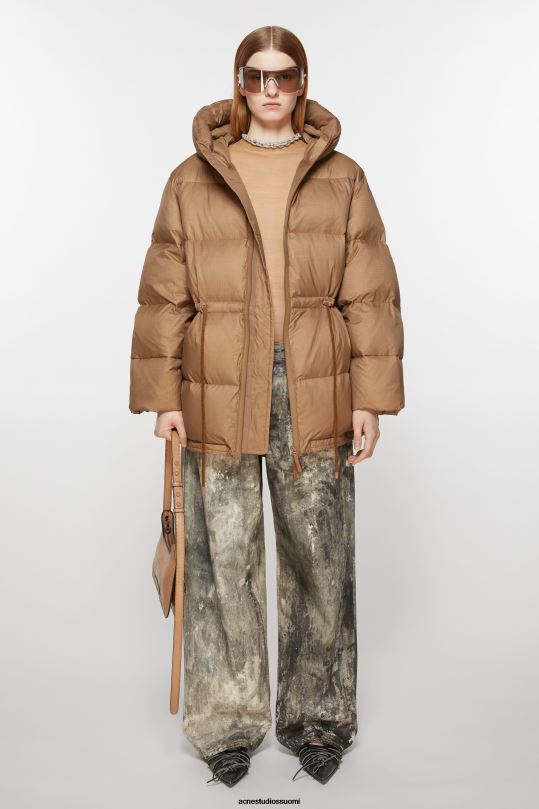 Acne Studios vaatteet toffeen ruskea 0VF2B15 hupullinen puffitakki