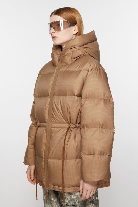 Acne Studios vaatteet toffeen ruskea 0VF2B15 hupullinen puffitakki