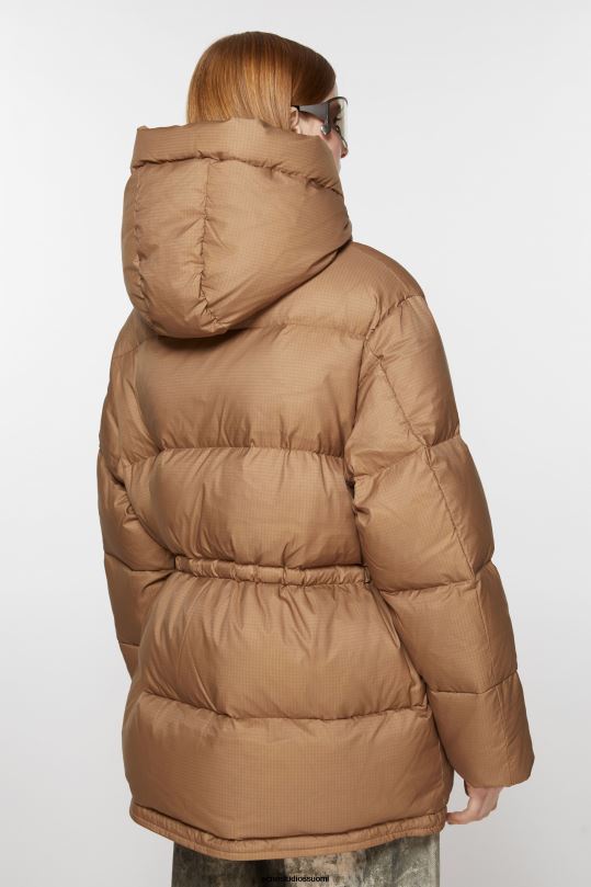 Acne Studios vaatteet toffeen ruskea 0VF2B15 hupullinen puffitakki