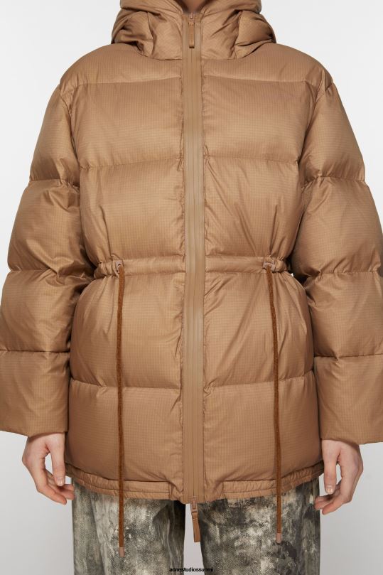 Acne Studios vaatteet toffeen ruskea 0VF2B15 hupullinen puffitakki