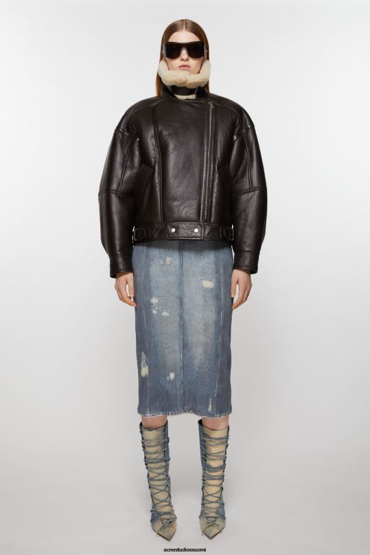 Acne Studios vaatteet tummanruskea/beige 0VF2B20 nahkainen shearling takki