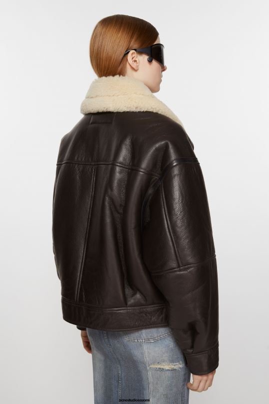 Acne Studios vaatteet tummanruskea/beige 0VF2B20 nahkainen shearling takki