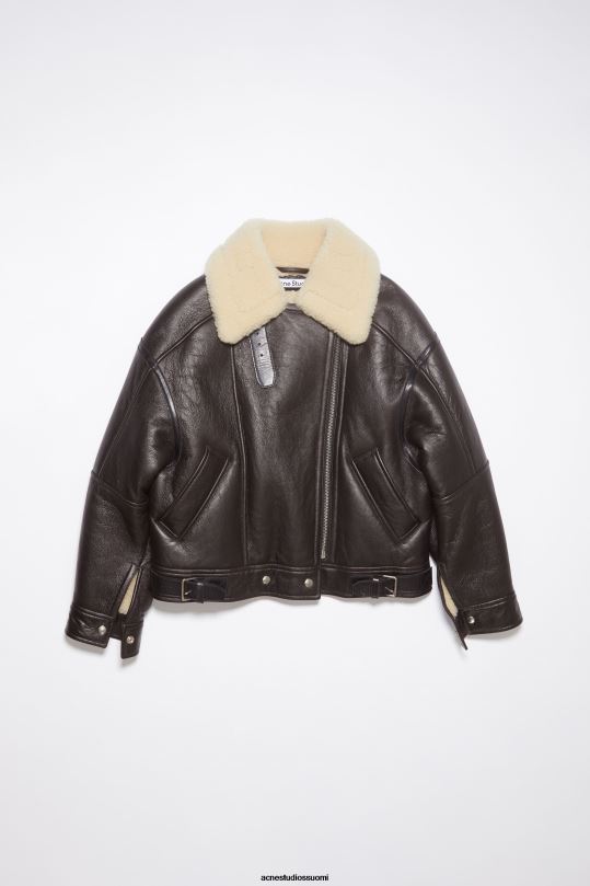 Acne Studios vaatteet tummanruskea/beige 0VF2B20 nahkainen shearling takki