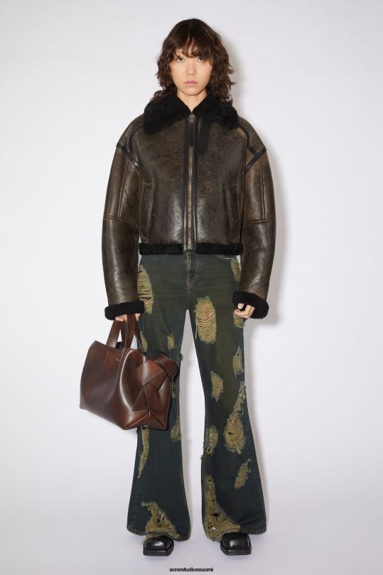 Acne Studios vaatteet tummanruskea/musta 0VF2B49 shearling takki