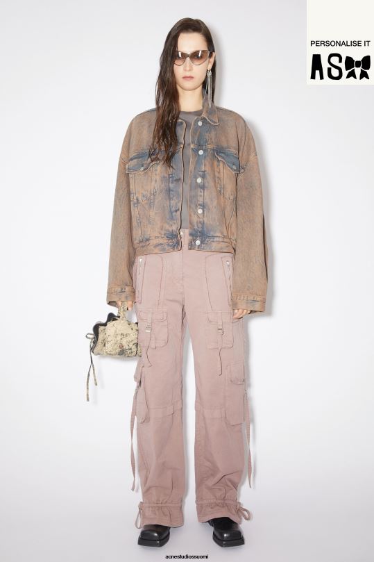 Acne Studios vaatteet vaaleanpunainen/harmaa 0VF2B45 denim takki - rento lyhennetty istuvuus