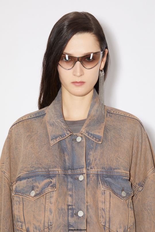 Acne Studios vaatteet vaaleanpunainen/harmaa 0VF2B45 denim takki - rento lyhennetty istuvuus