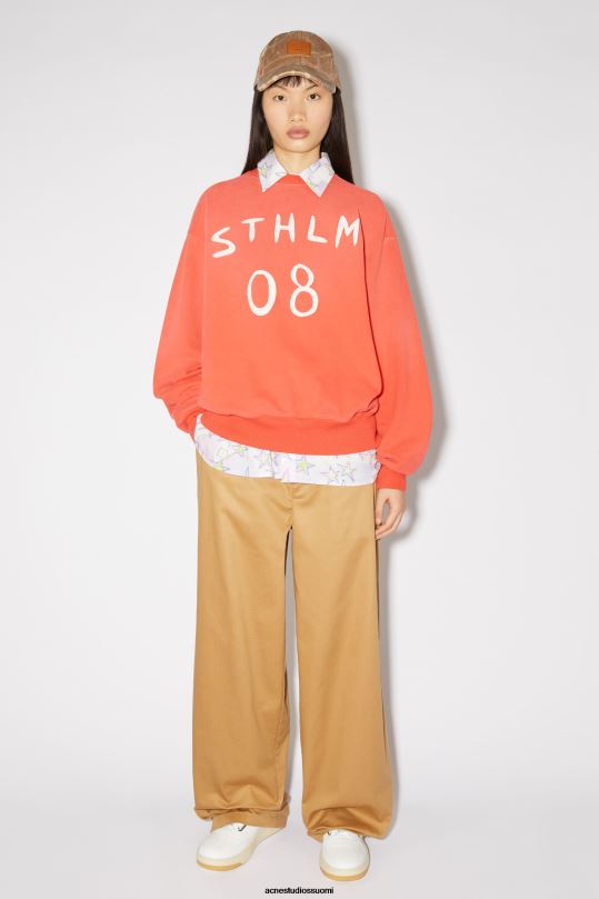 Acne Studios vaatteet chili appelsiini 0VF2B153 Patch print -pusero - rento istuvuus unisex