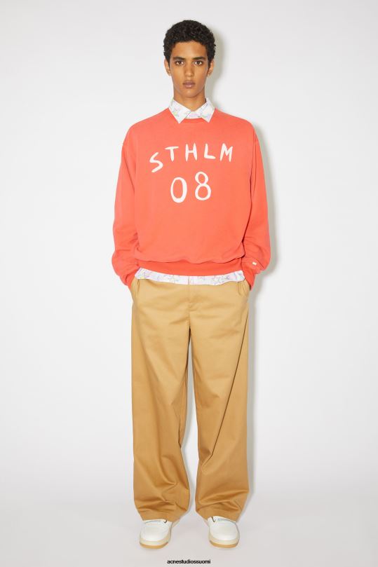 Acne Studios vaatteet chili appelsiini 0VF2B975 Patch print -pusero - rento istuvuus unisex