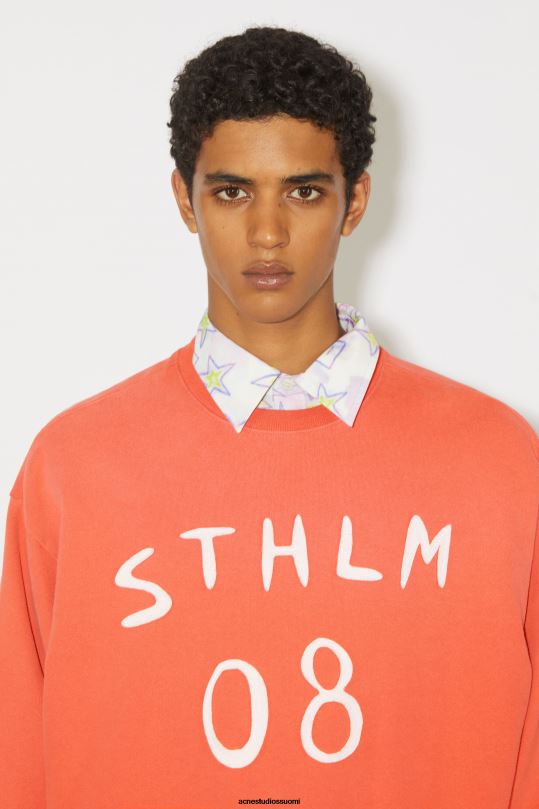 Acne Studios vaatteet chili appelsiini 0VF2B975 Patch print -pusero - rento istuvuus unisex