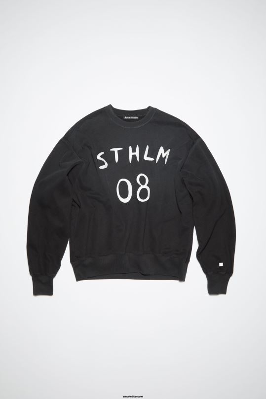 Acne Studios vaatteet hiilen harmaa 0VF2B981 Patch print -pusero - rento istuvuus unisex