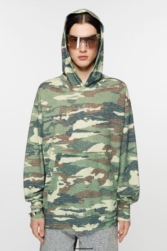 Acne Studios vaatteet khakin vihreä 0VF2B964 printtilogollinen huppari