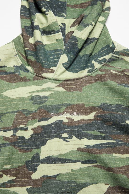 Acne Studios vaatteet khakin vihreä 0VF2B964 printtilogollinen huppari