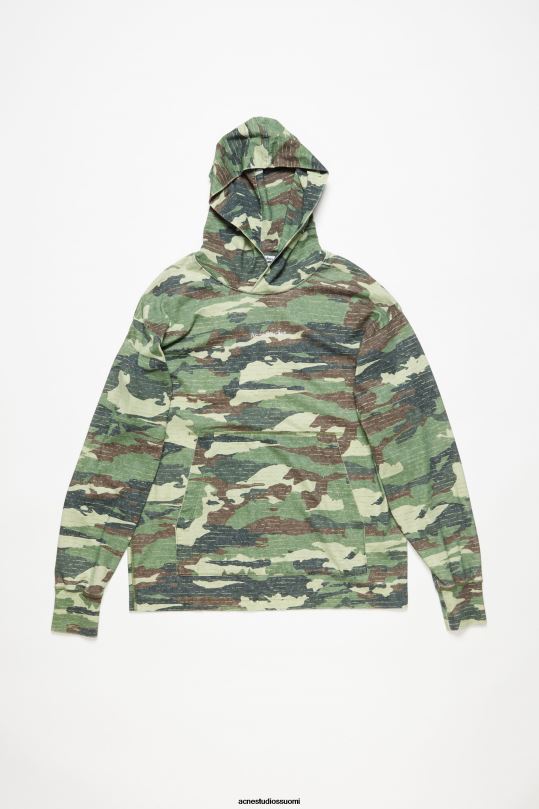 Acne Studios vaatteet khakin vihreä 0VF2B964 printtilogollinen huppari